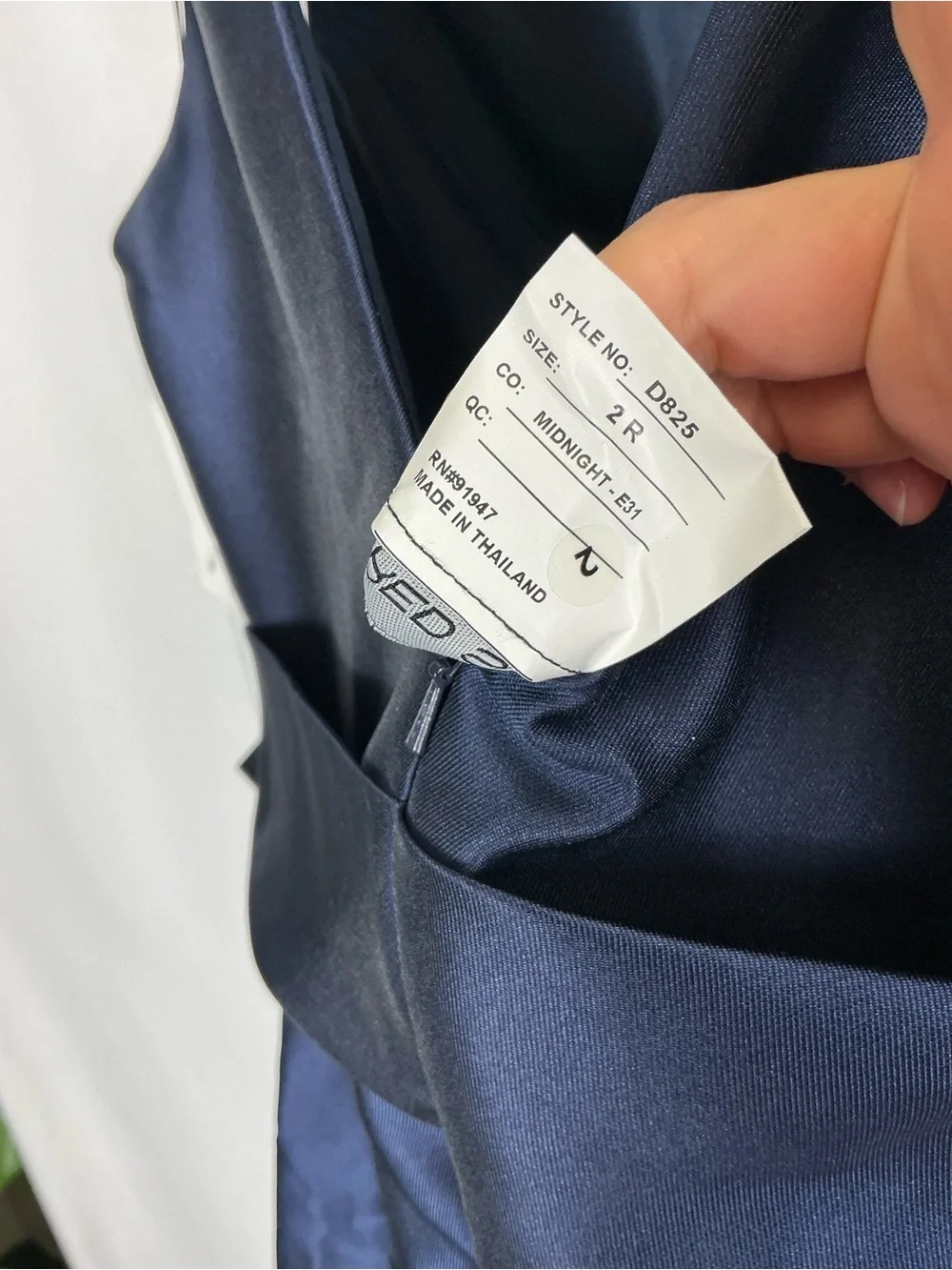 ALFRED SUNG Midnight Navy Jewel-Neck V-Back Satin Maxi Dress - Picture 6 of 6